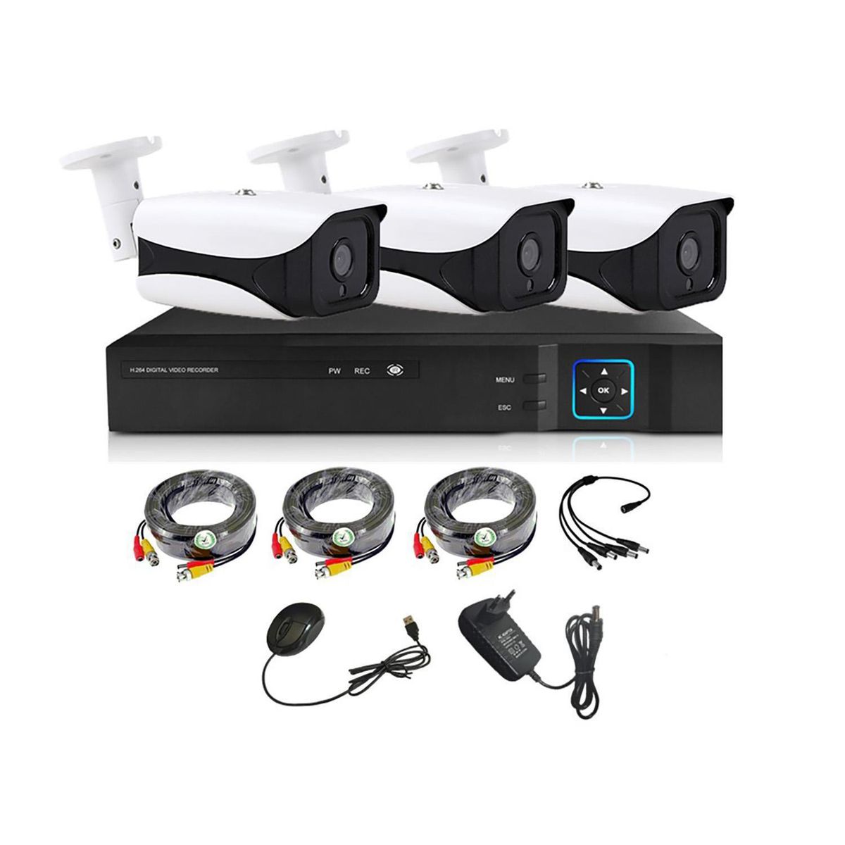 VIPA - KIT 3 camaras de seguridad +Xvr 4Ch Full HD 1080P