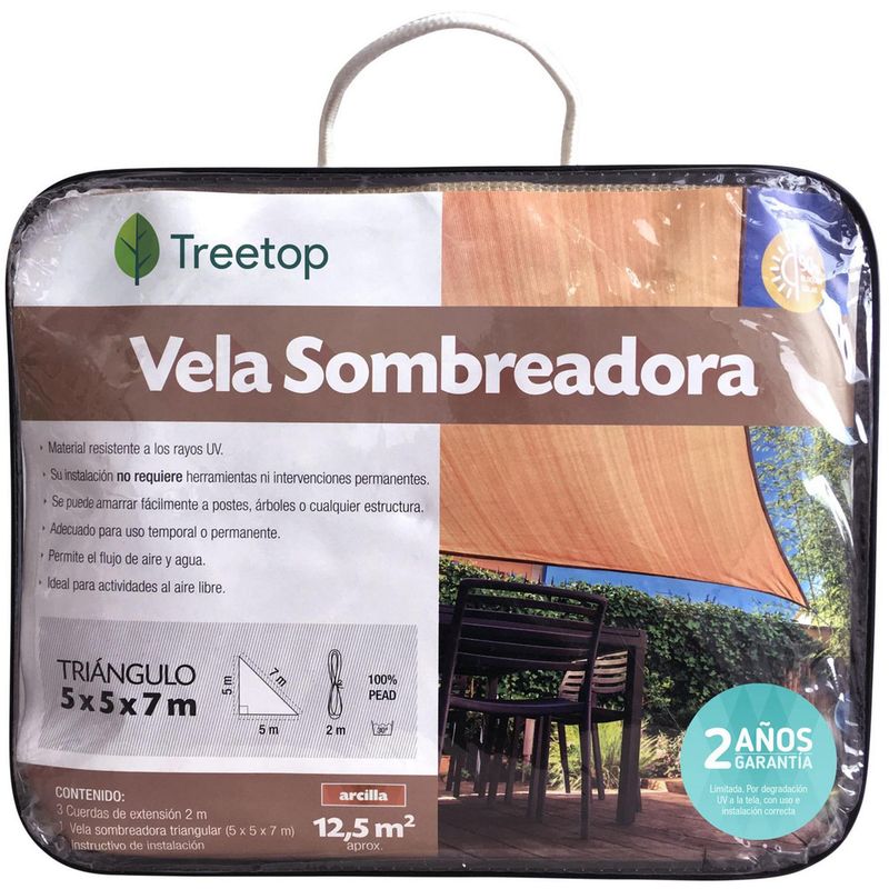 MARIENBERG - Vela Sombreadora Triangular de 5.0 x 5.0 x 7.0 Color Arcilla
