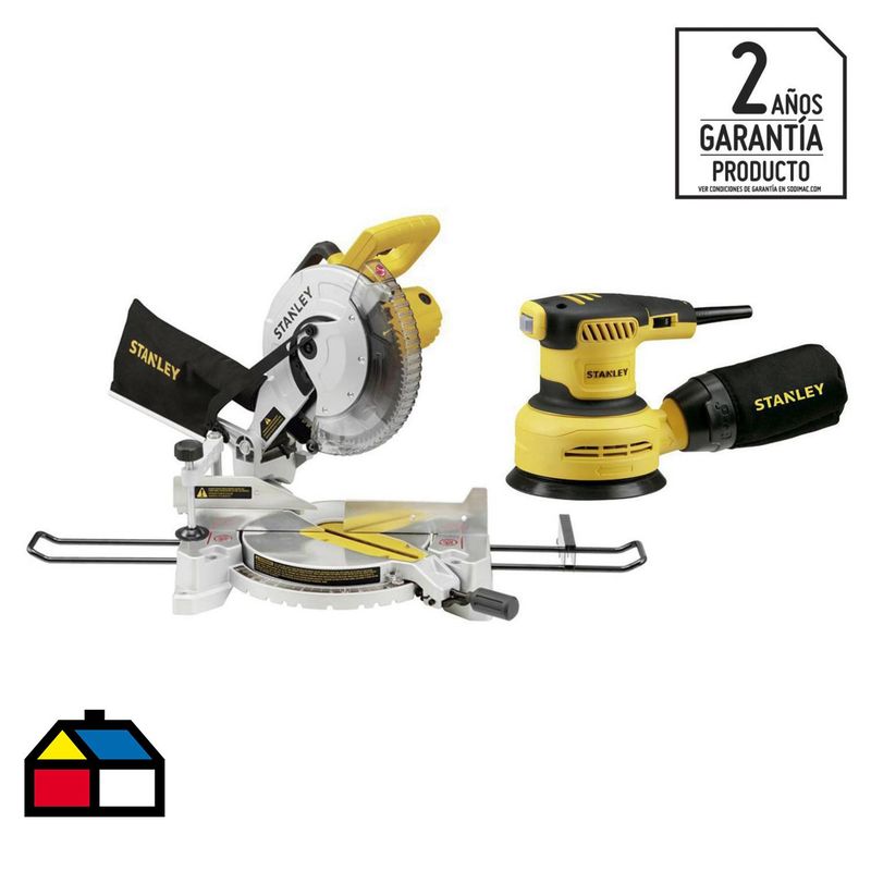 STANLEY - Sierra ingleteadora 10" 1.600 Watts + lijadora rotorbital 300W