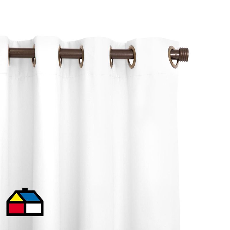 JUST HOME COLLECTION - Cortinas de Telas Modelo Ojetillo Black Out Color Blanco Con Instalación Y Barra Incluido Con Medidas en Ancho Entre 261