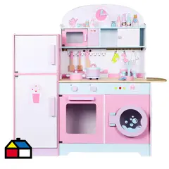 KIDSCOOL - Cocina madera Vintage refrigerador y accesorios
