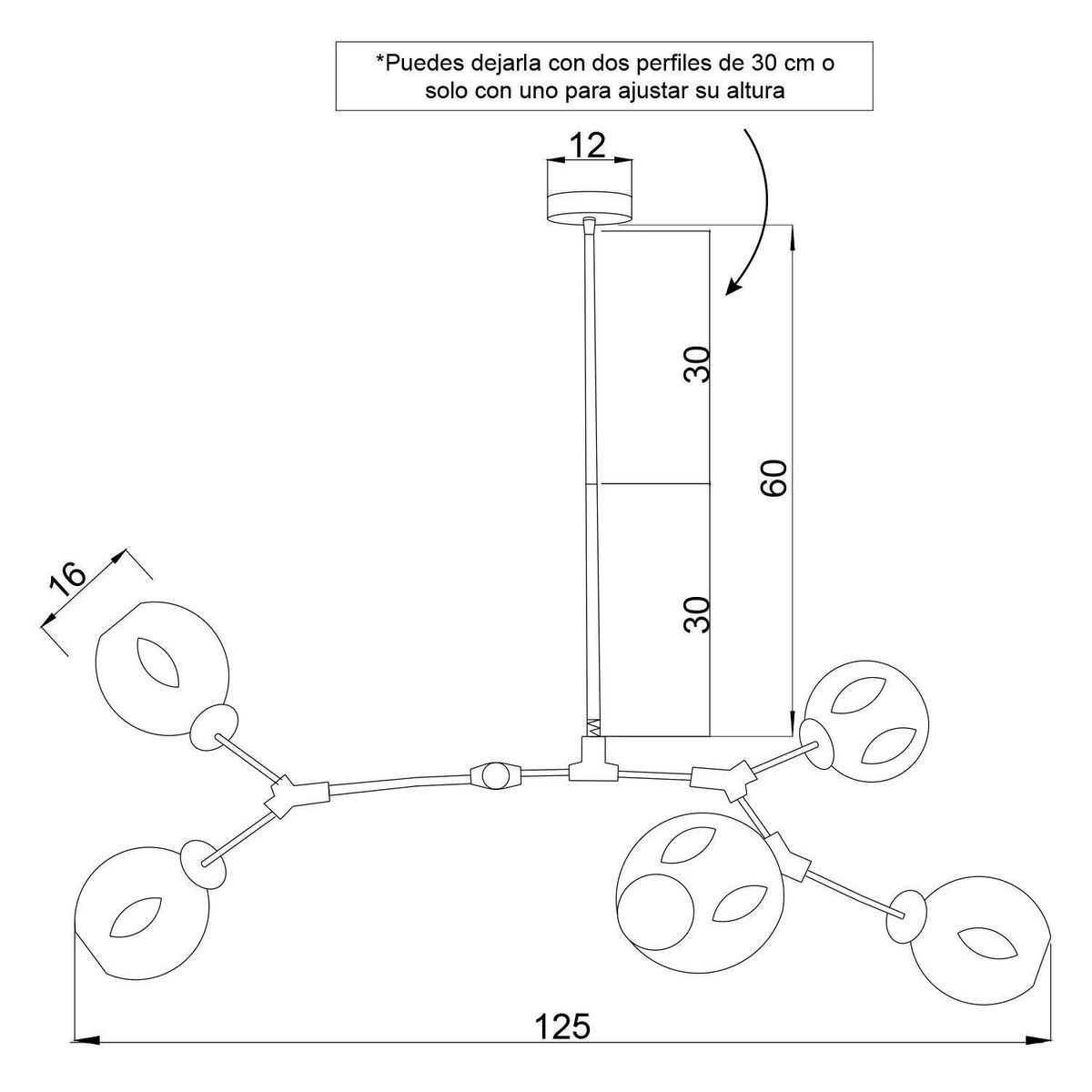 TIENDA INSULAR - Lámpara colgante dorada Perfection E27 vidrio