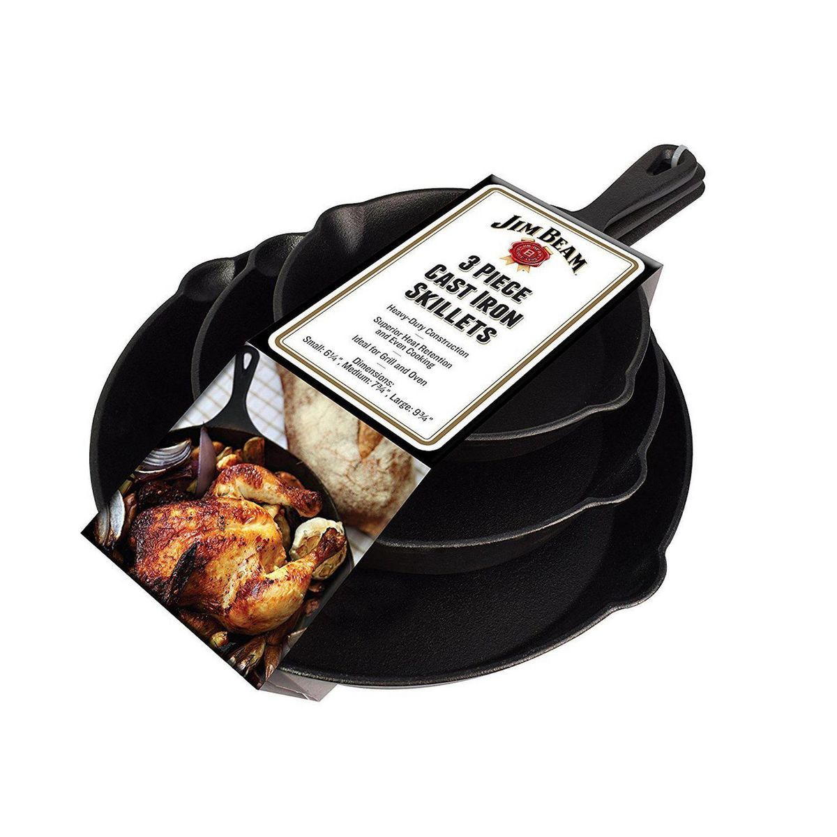 JIM BEAM - Set 3 Sartenes 25.5/20.5/15.5 cm Metal Negro