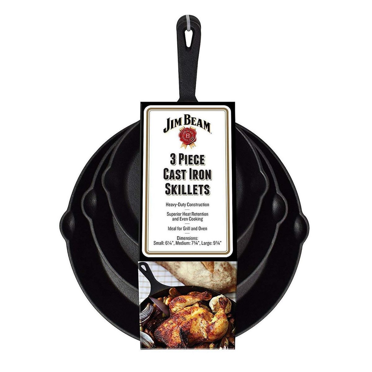 JIM BEAM - Set 3 Sartenes 25.5/20.5/15.5 cm Metal Negro