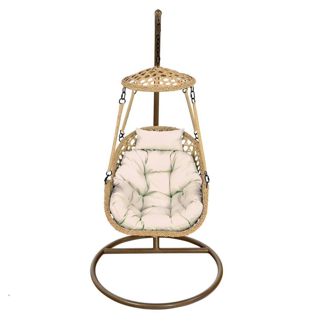 Silla Colgante rattan nipona 70x65x60 cm caramelo, marca EL BARCO - Foto Principal
