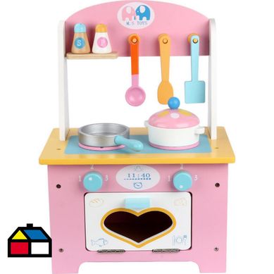 Cocina infantil con accesorios Love rosada