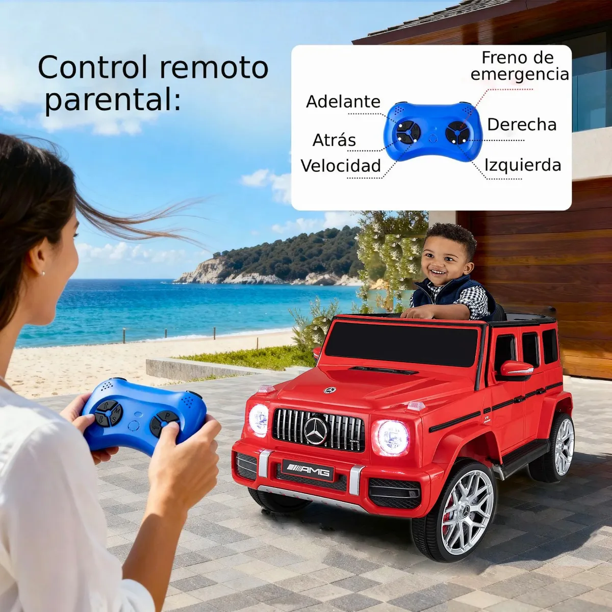 KIDSCOOL - Jeep G63 rojo batería 12V licencia Mercedes Benz