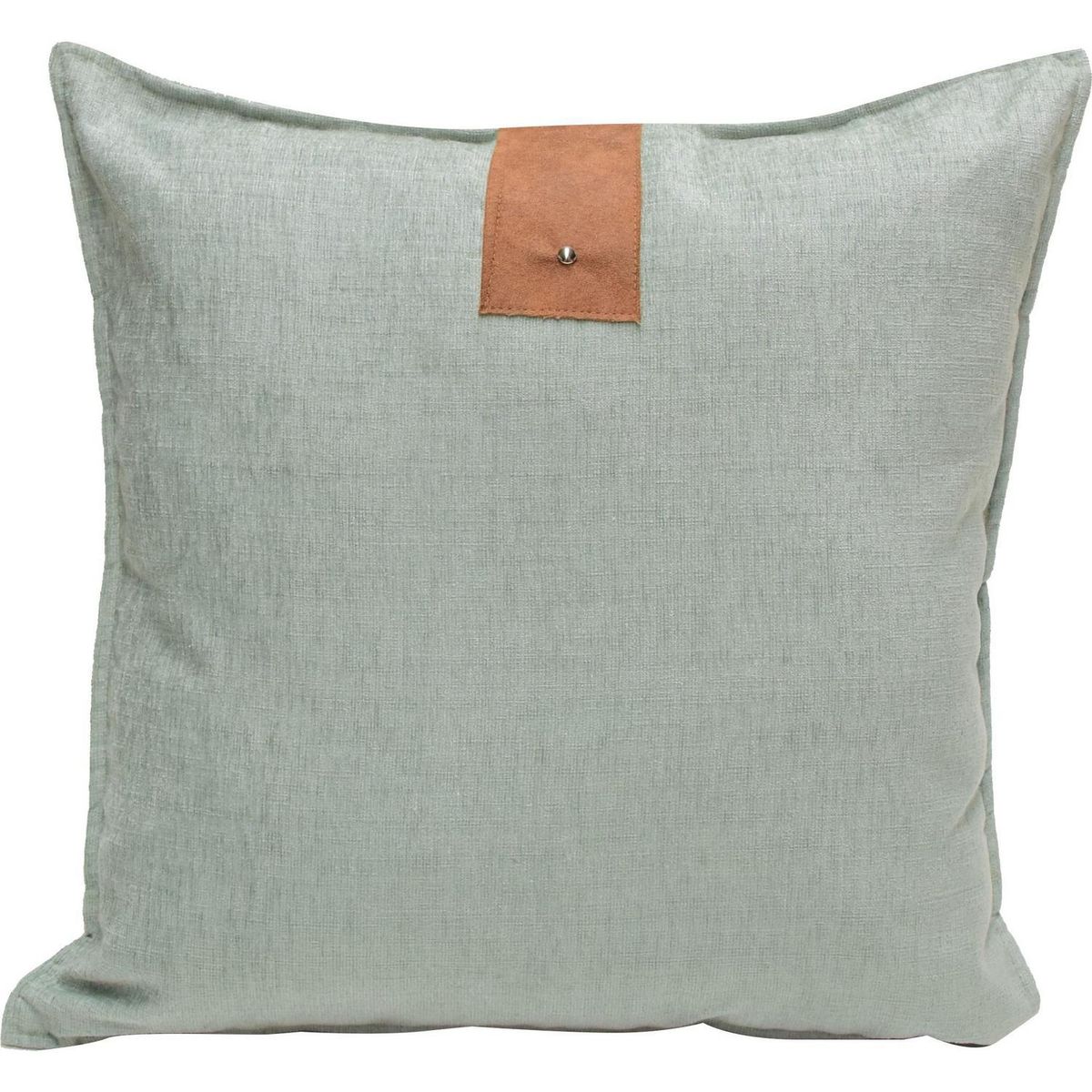 ATMOSPHERA HOME - Cojín aplique cuero menta 55x55 cm