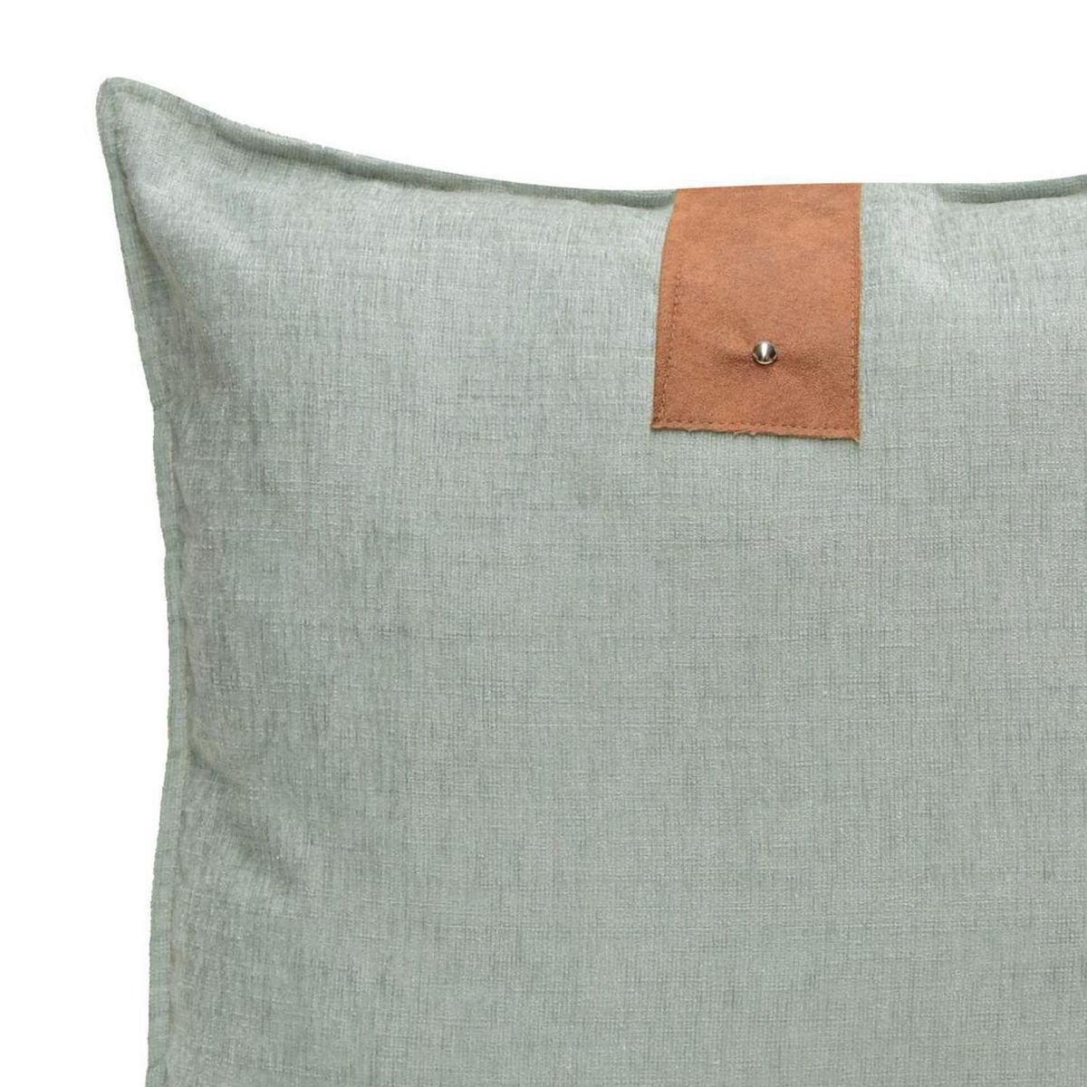 ATMOSPHERA HOME - Cojín aplique cuero menta 55x55 cm