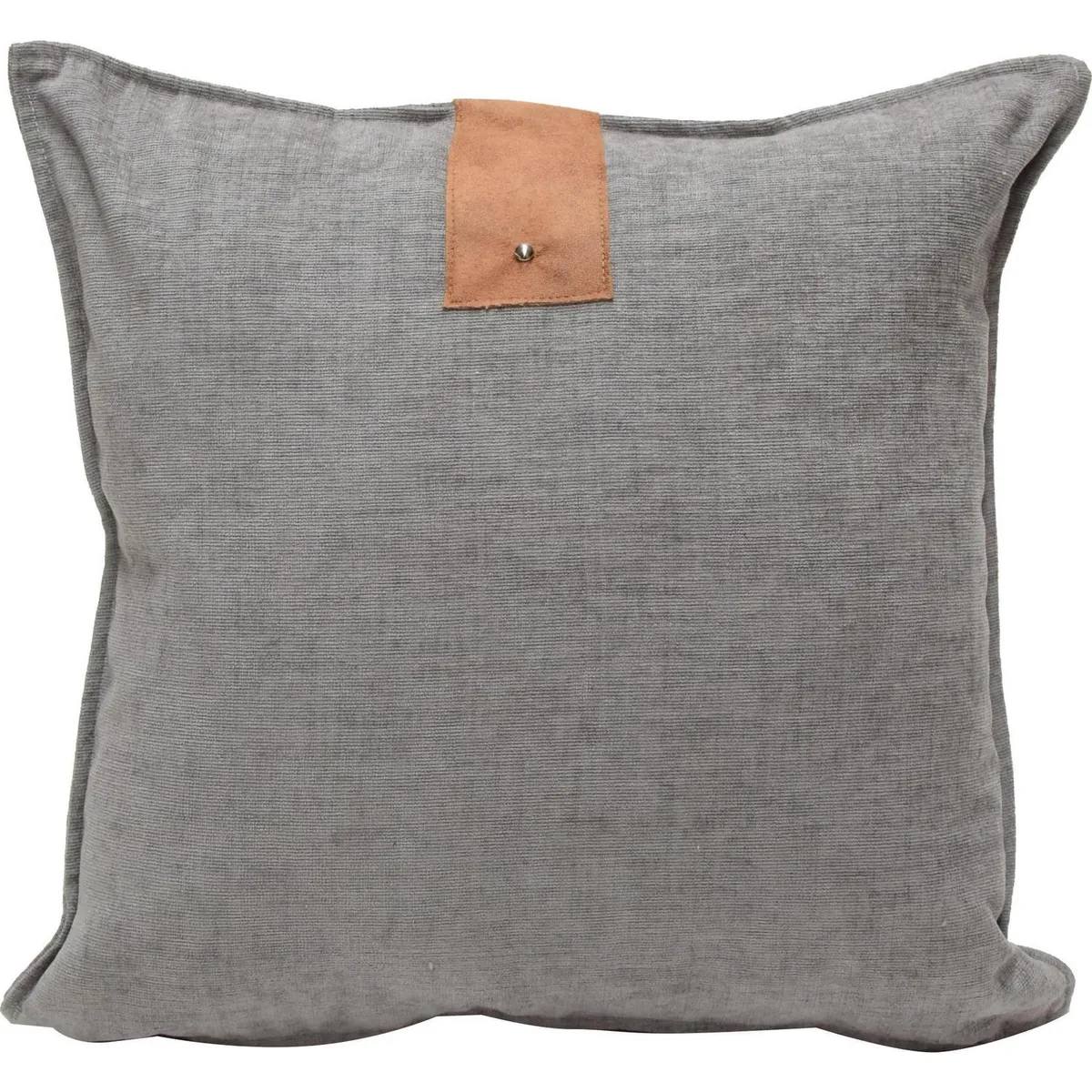 ATMOSPHERA HOME - Cojín aplique cuero gris 55x55 cm