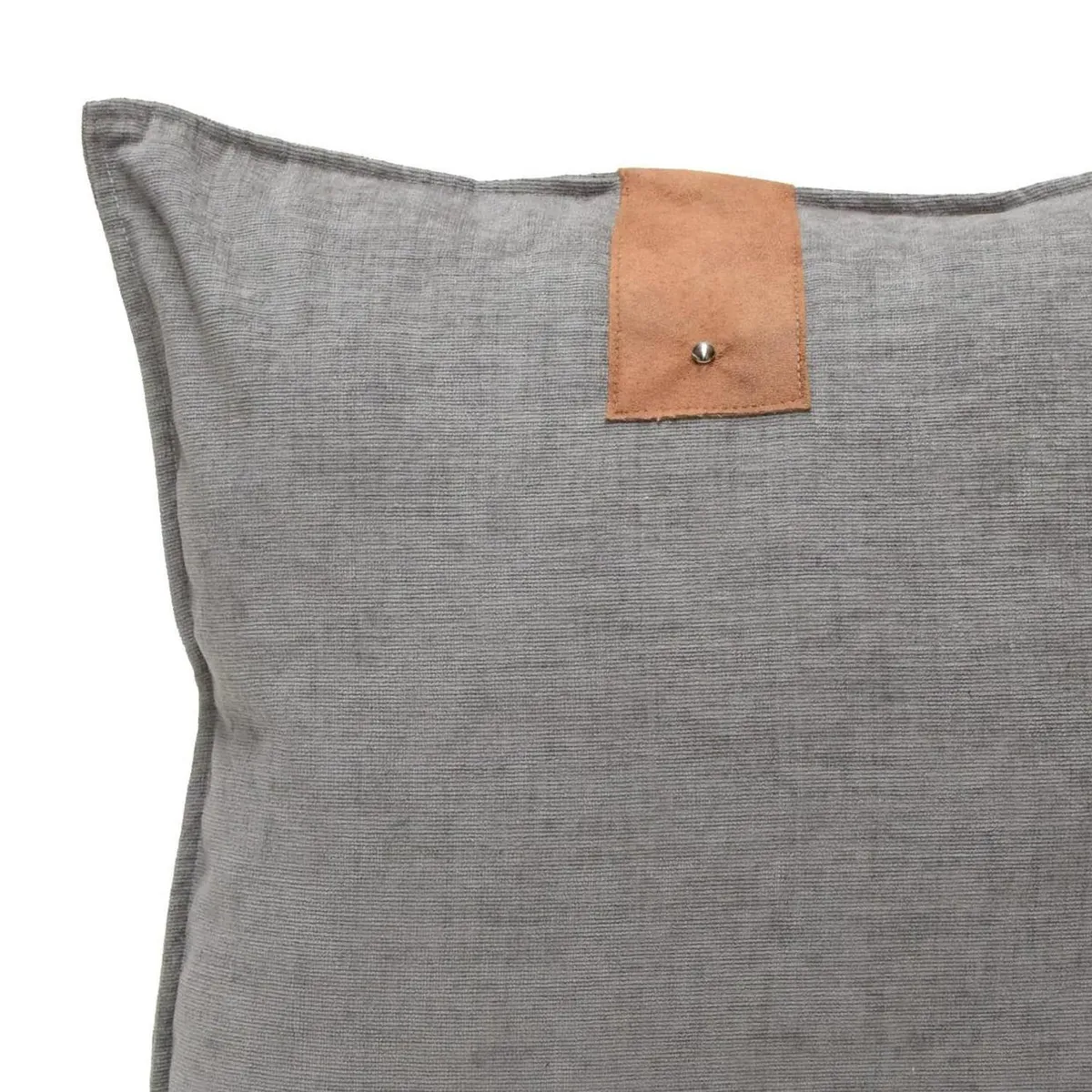 ATMOSPHERA HOME - Cojín aplique cuero gris 55x55 cm