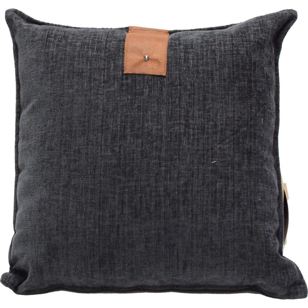 ATMOSPHERA HOME - Cojín aplique cuero grafito 55x55 cm