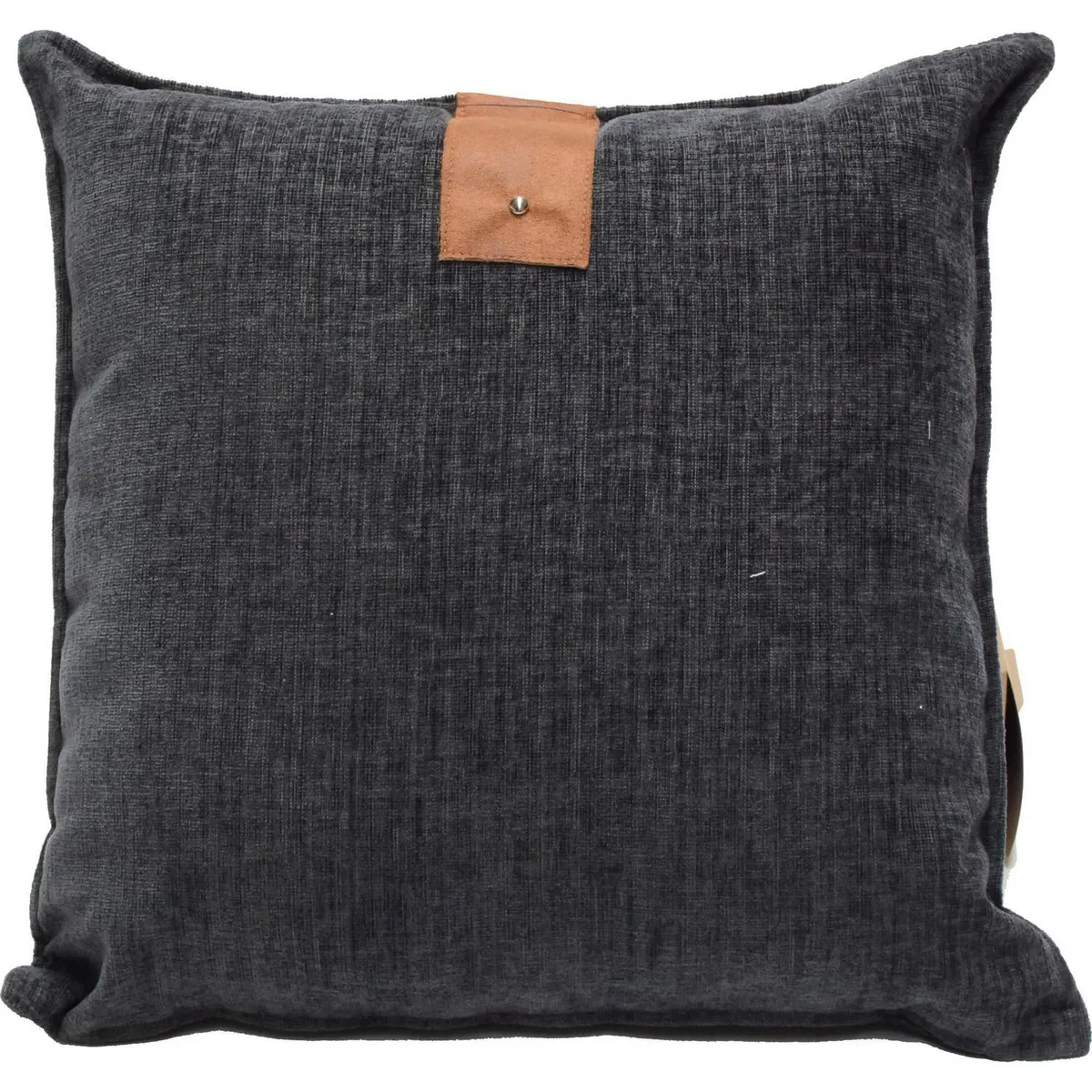 ATMOSPHERA HOME - Cojín aplique cuero grafito 55x55 cm