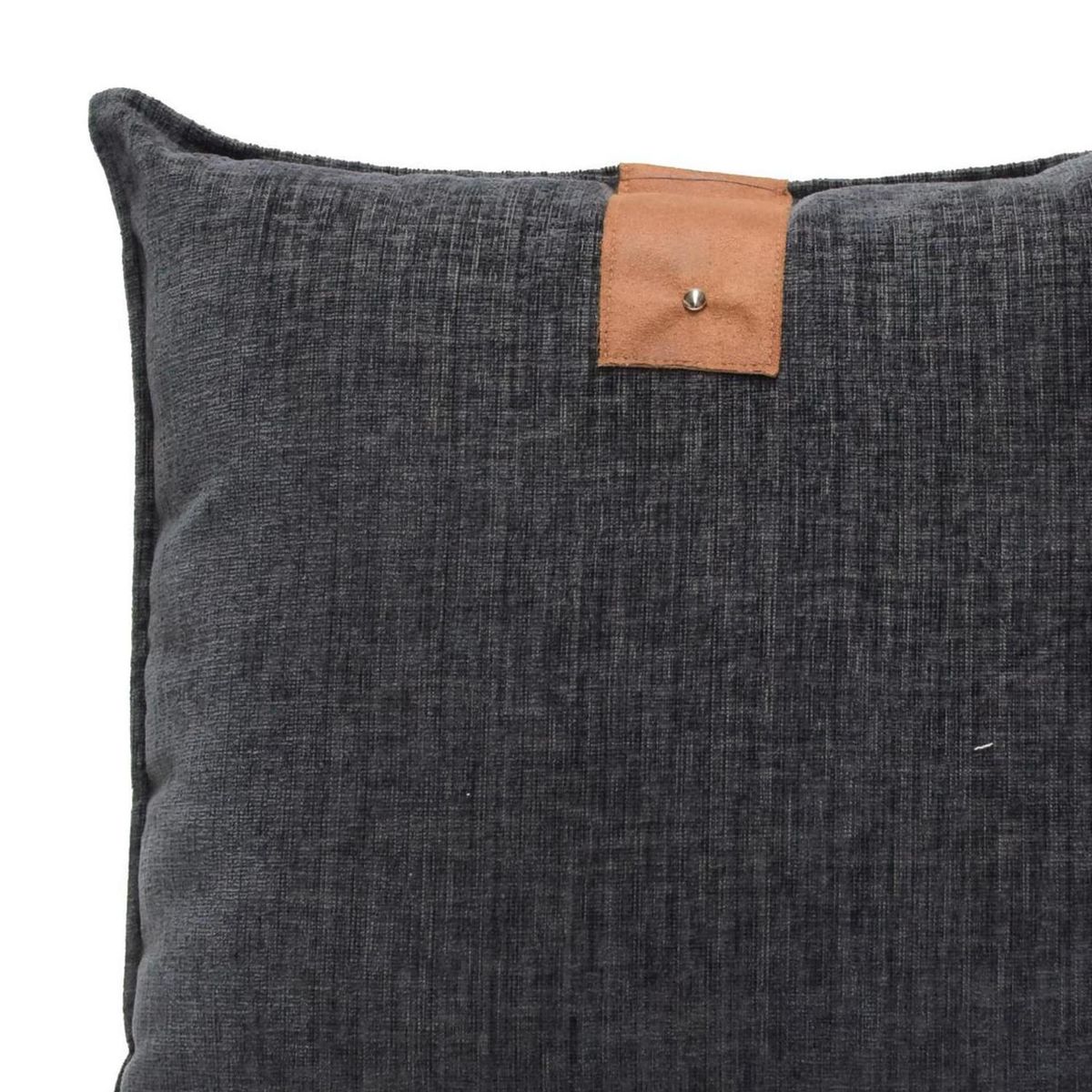 ATMOSPHERA HOME - Cojín aplique cuero grafito 55x55 cm