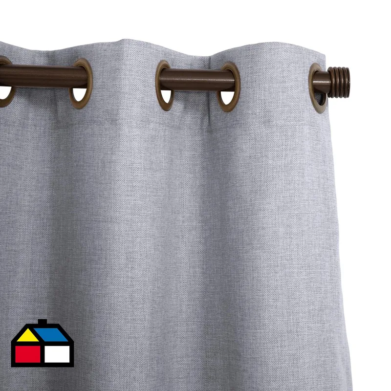 JUST HOME COLLECTION - Cortinas de Telas Modelo Ojetillo Tela Gruesa Color Gris Con Instalación Y Barra Incluido Con Medidas en Ancho Entre  75