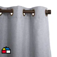 JUST HOME COLLECTION - Cortinas de Telas Modelo Ojetillo Tela Gruesa Color Gris Con Instalación Y Barra Incluido Con Medidas en Ancho Entre 24