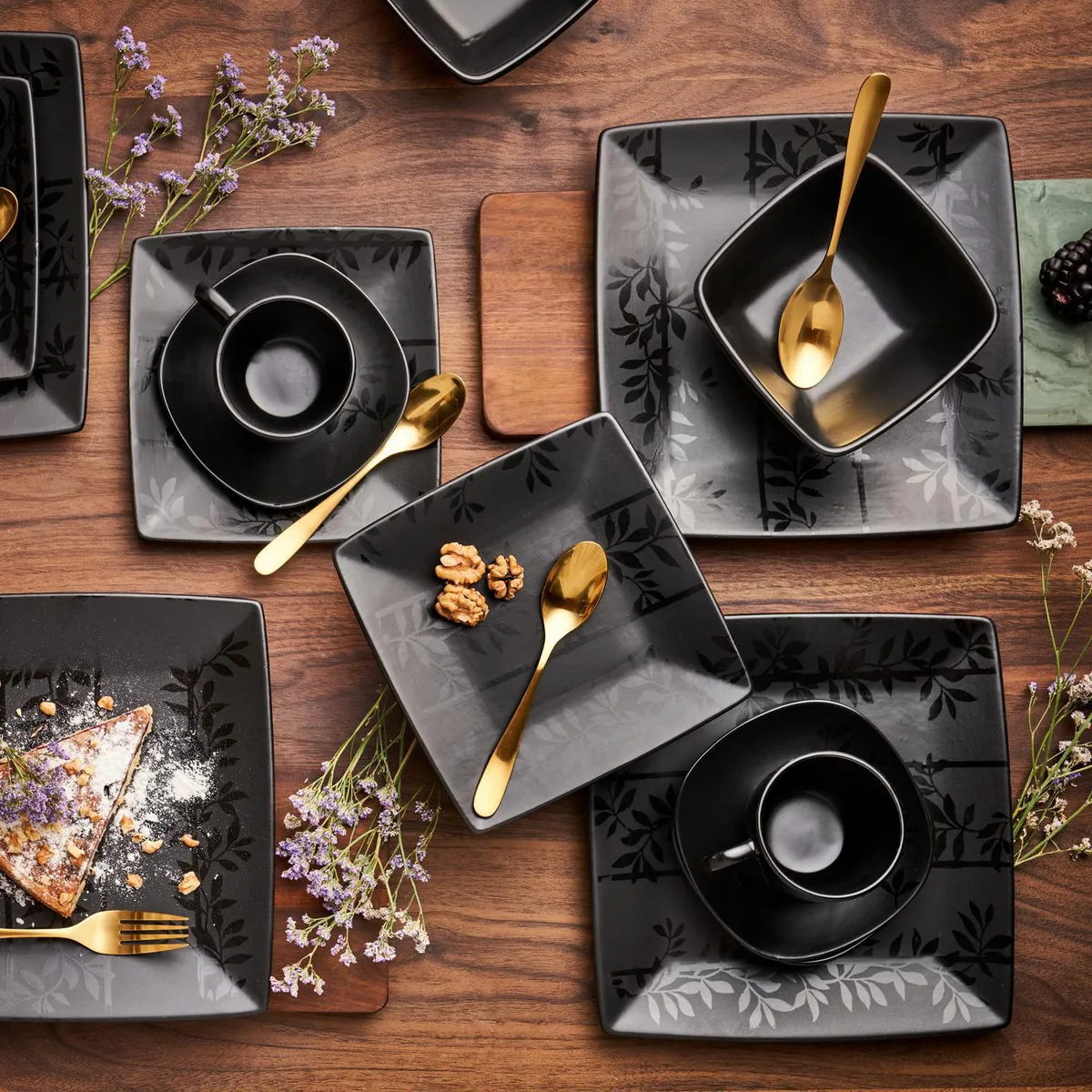 KRONS - Juego de cubiertos acero inoxidable gold 24 piezas