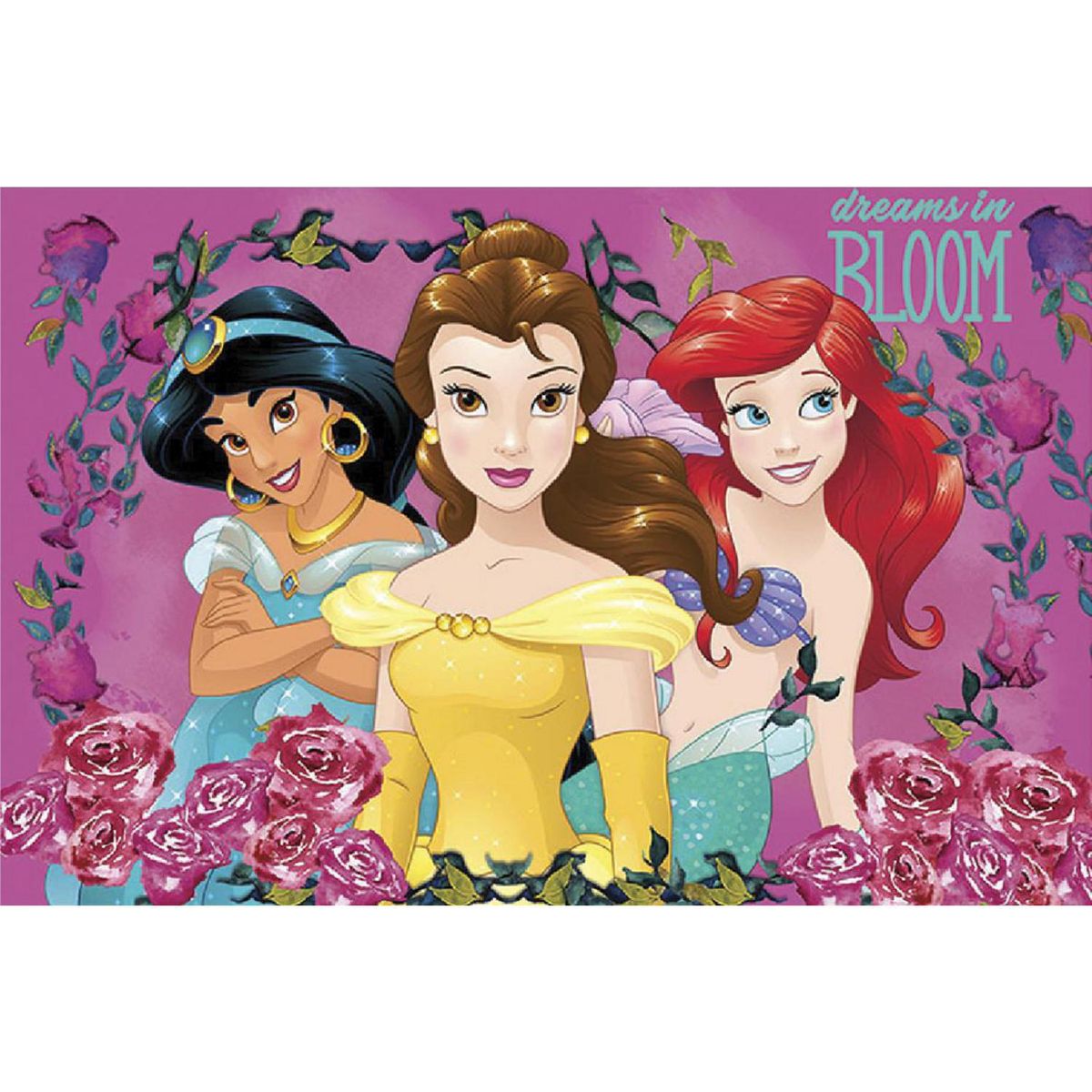 DISNEY - Alfombra Princesas Bloom 120x80 cm Nylon Rosado