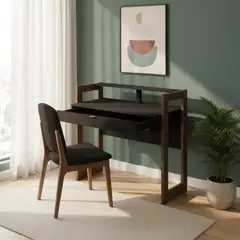 TECNOMOBILI - Escritorio 91x95x36 cm melamina negro nogal