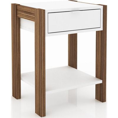 Imagen 2 del producto Velador 1 Cajón 41x54,4x35,5 cm Blanco/Nogal