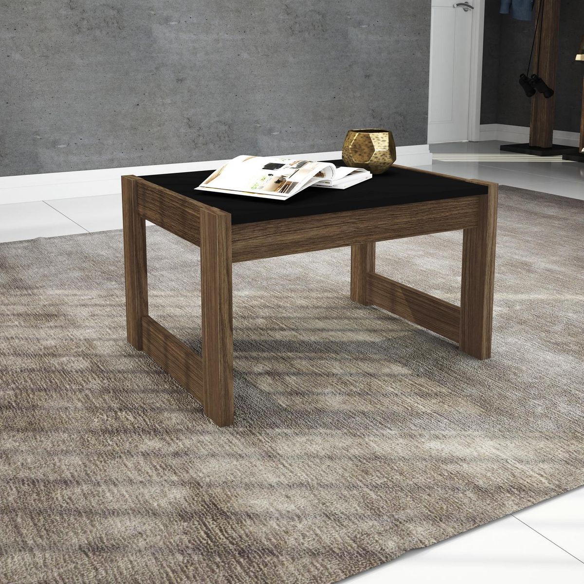 TECNOMOBILI - Mesa de centro 35,5x59x45,5 cm nogal negro