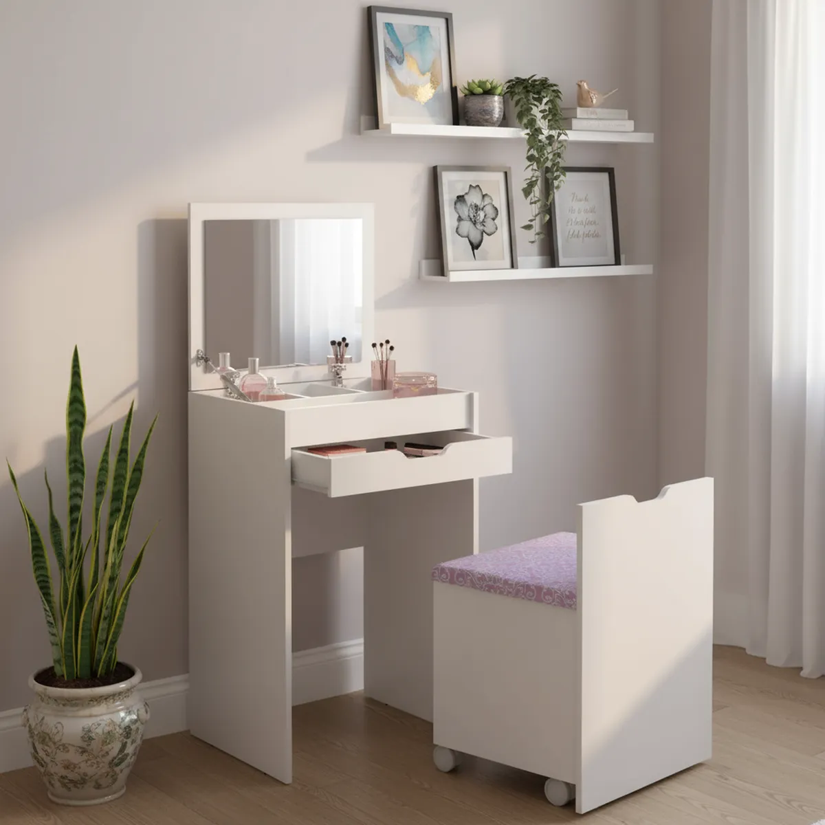 TECNOMOBILI - Tocador 1 Cajón(es) PE2007 54x85x45 cm Blanco