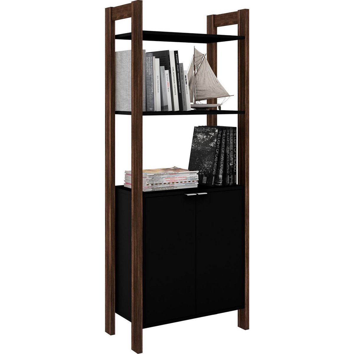 TECNOMOBILI - Gabinete 2 puertas 166x65x36 cm negro nogal