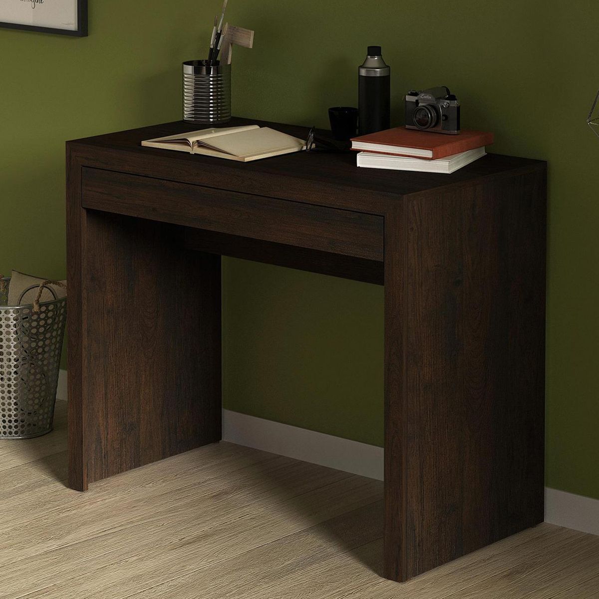 TECNOMOBILI - Escritorio 74,5x90x46,5 cm melamina café rustico