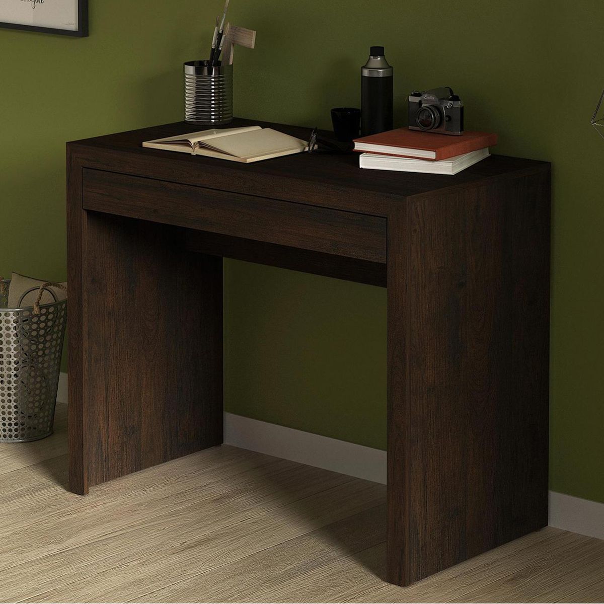 TECNOMOBILI - Escritorio 74,5x90x46,5 cm melamina café rustico