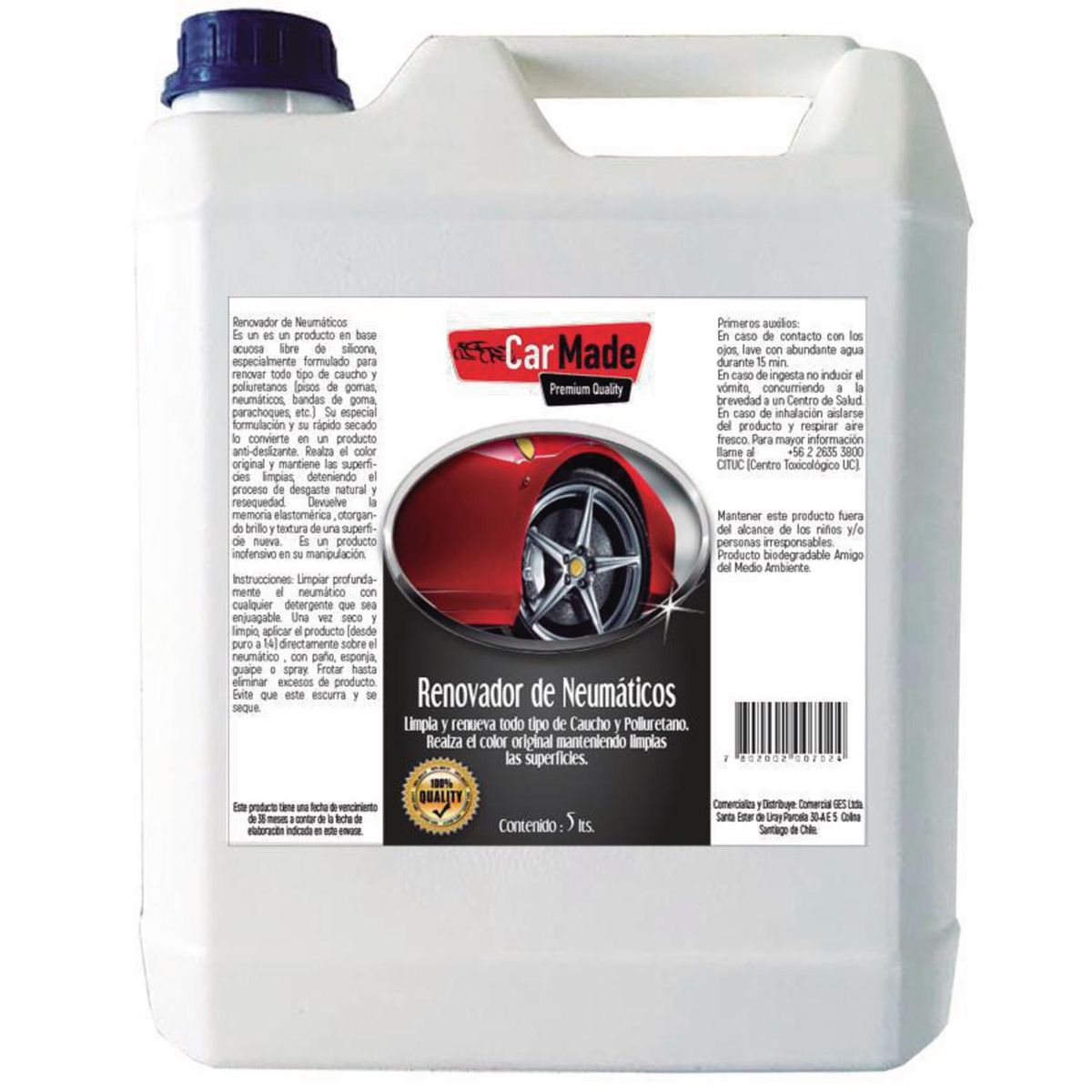 CAR MADE - Renovador de Neumáticos y Gomas 5 lt