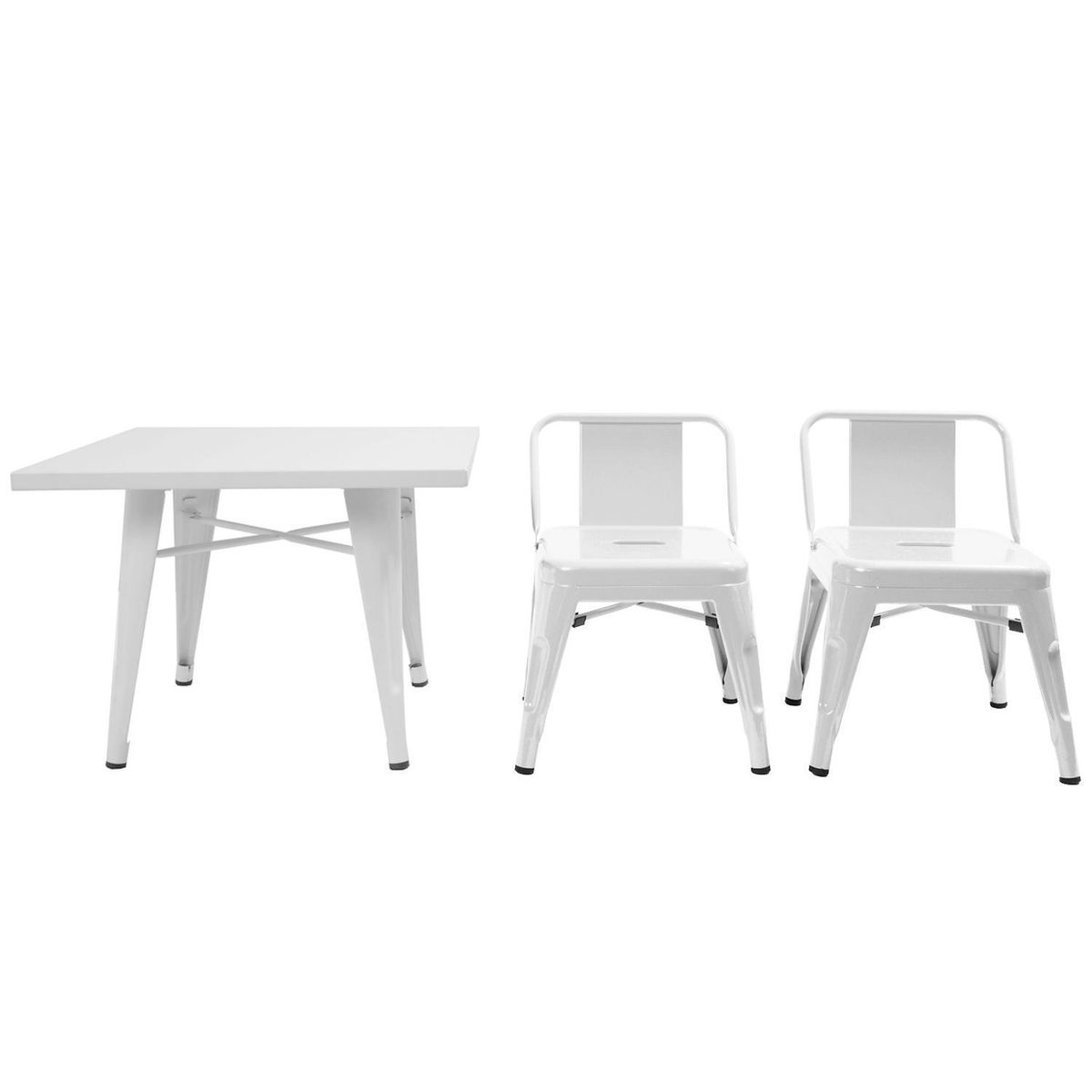 DE PIES A CABEZA - Set Infantil Mesa y Sillas Blanco 60x60x45 cm