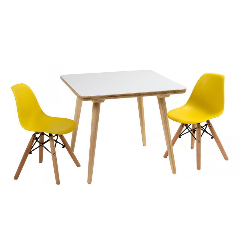 DE PIES A CABEZA - Mesa con 2 Sillas Infantil Amarillo 65x65x56 cm