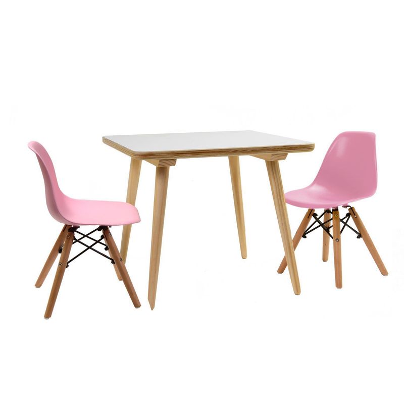 DE PIES A CABEZA - Set Mesa Cuadrada con 2 Sillas Infantil Rosado 65x65x56 cm