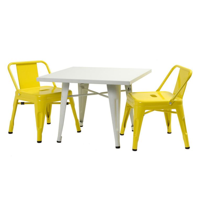 Set Mesa con 2 Sillas Infantil Amarillo 60x60x45 cm