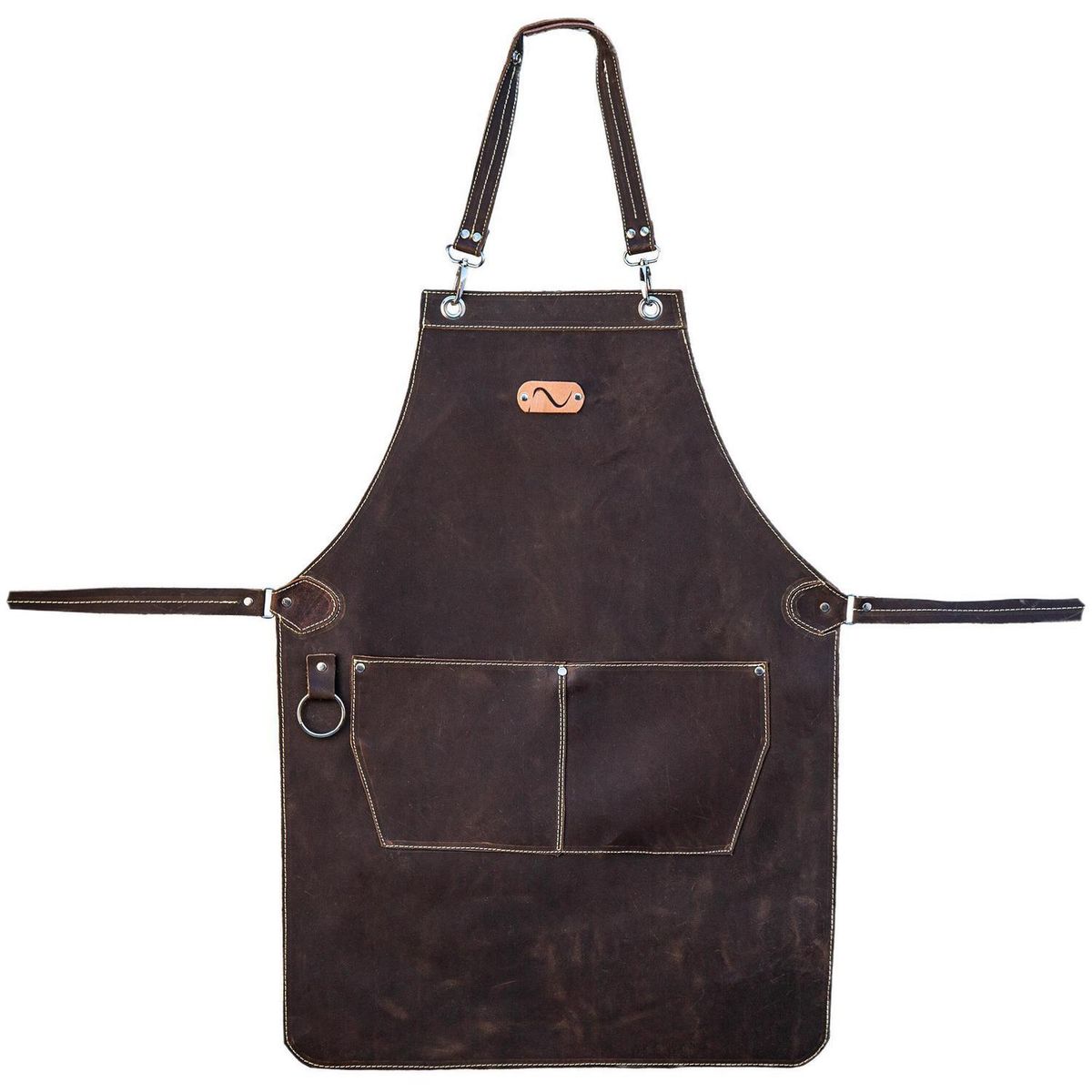 NAHUD - Pechera cuero engrasado 1 bolsillo café