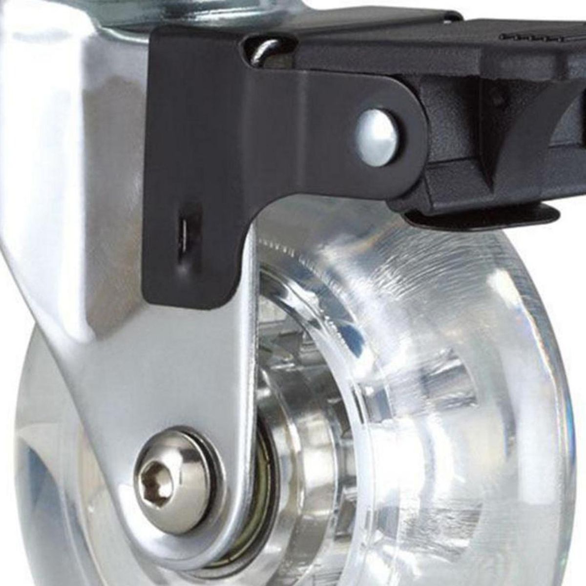 KUTZ - Rueda poliuretano trasparente 100mm con freno 76kg