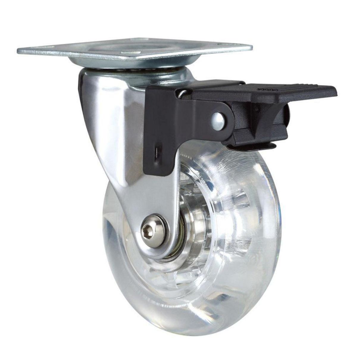 KUTZ - Rueda poliuretano trasparente 75mm con freno 64kg