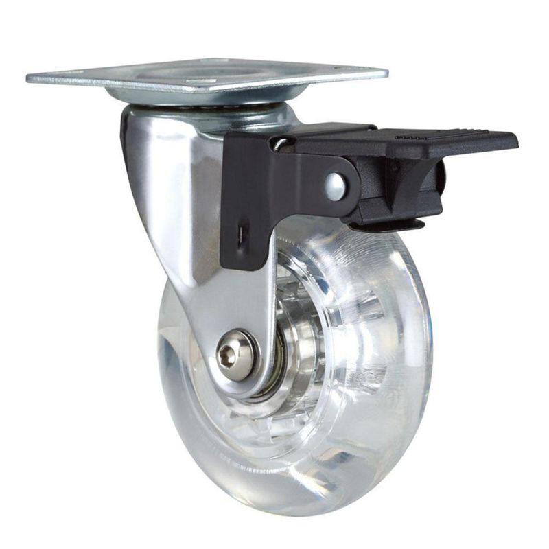 KUTZ - Rueda poliuretano trasparente 75mm con freno  64kg