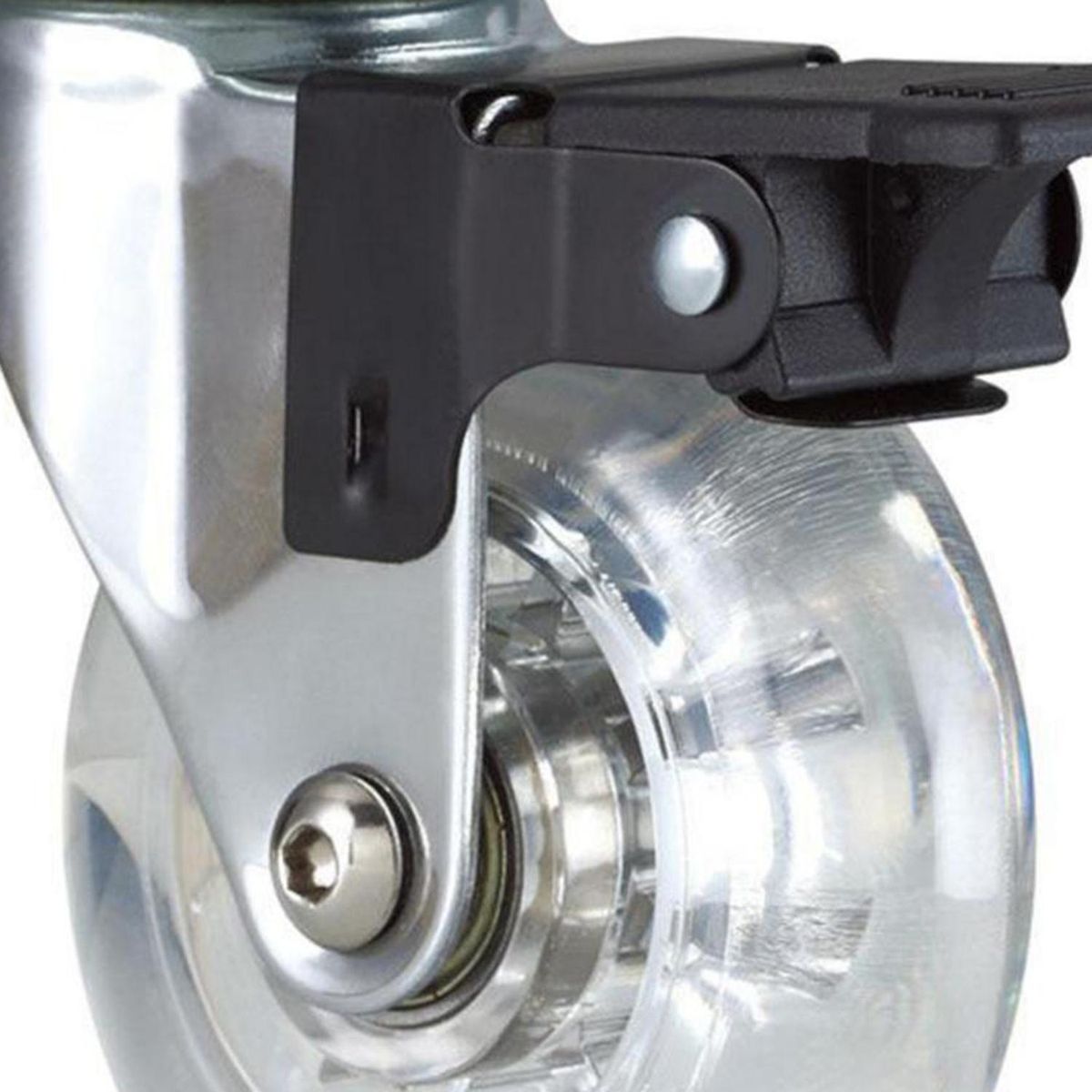 KUTZ - Rueda poliuretano trasparente 75mm con freno 64kg