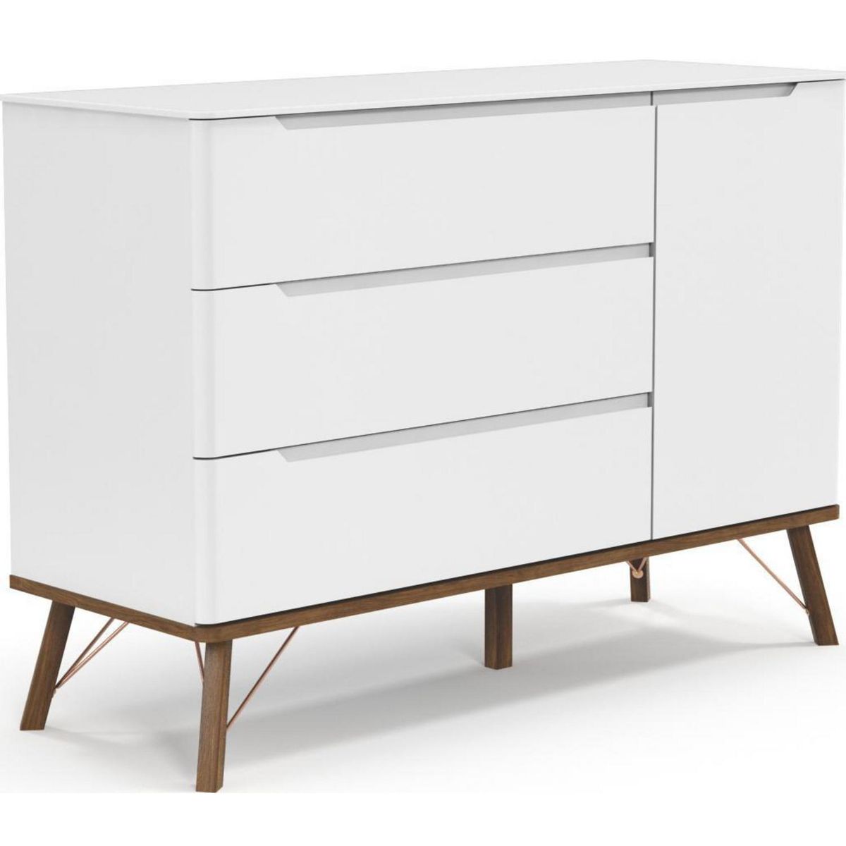 KIDSCOOL - Cómoda 1 Puerta 3 Cajón(es) ALBI 135x95x48 cm Blanco