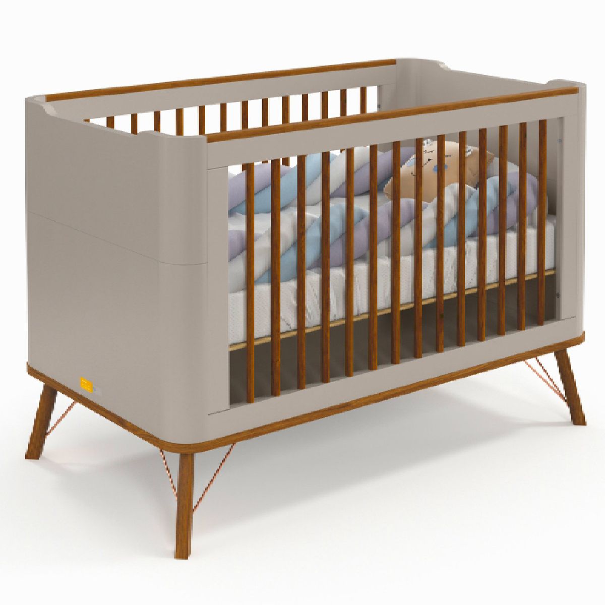 KIDSCOOL - Cuna 3 funciones 76,5x94,5x133,5 cm gris