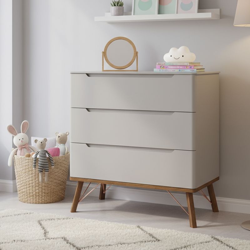 KIDSCOOL - Cómoda 3 Cajón(es) ALBI 95x90x48 cm Gris