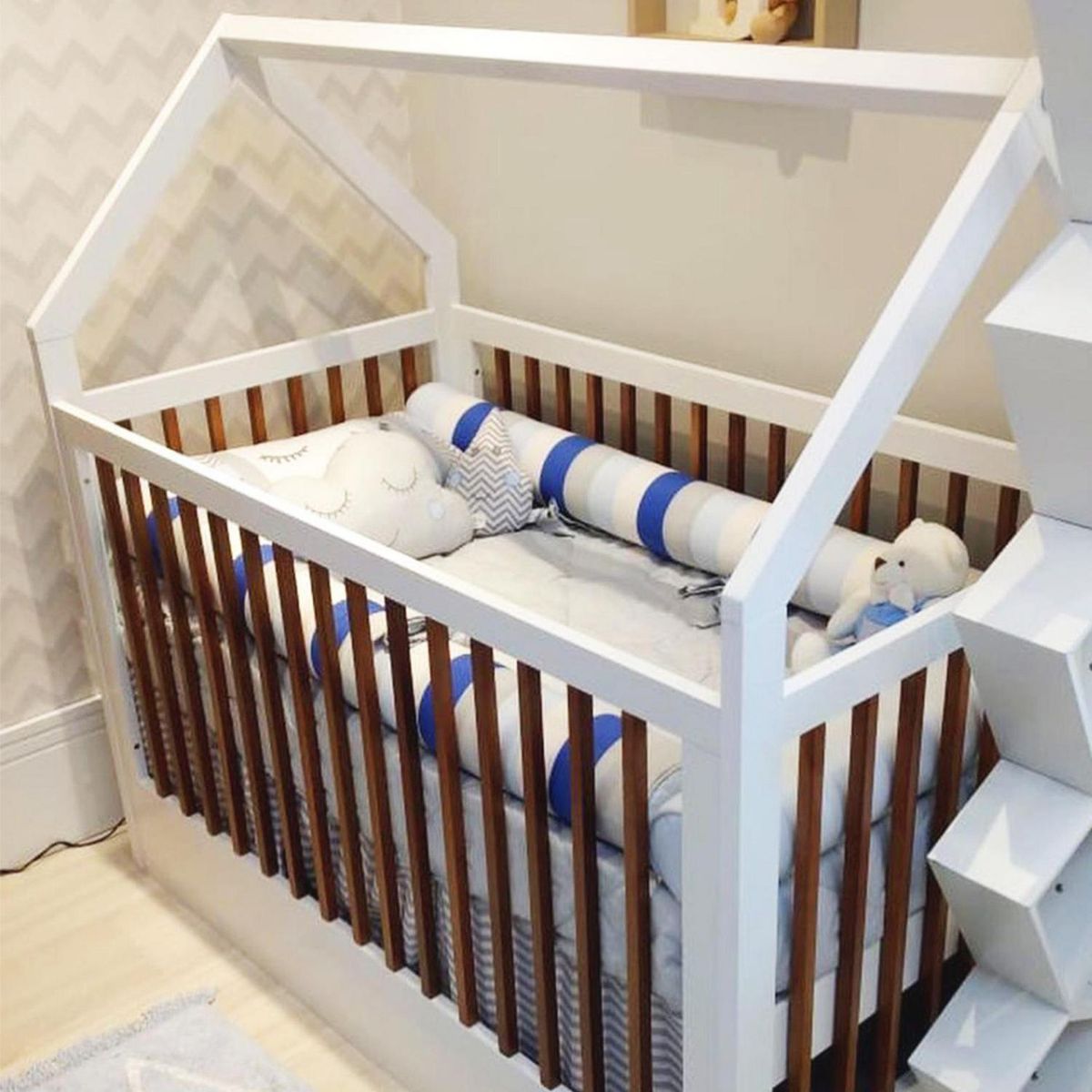 KIDSCOOL - Cuna 76x131x137 cm blanca/miel