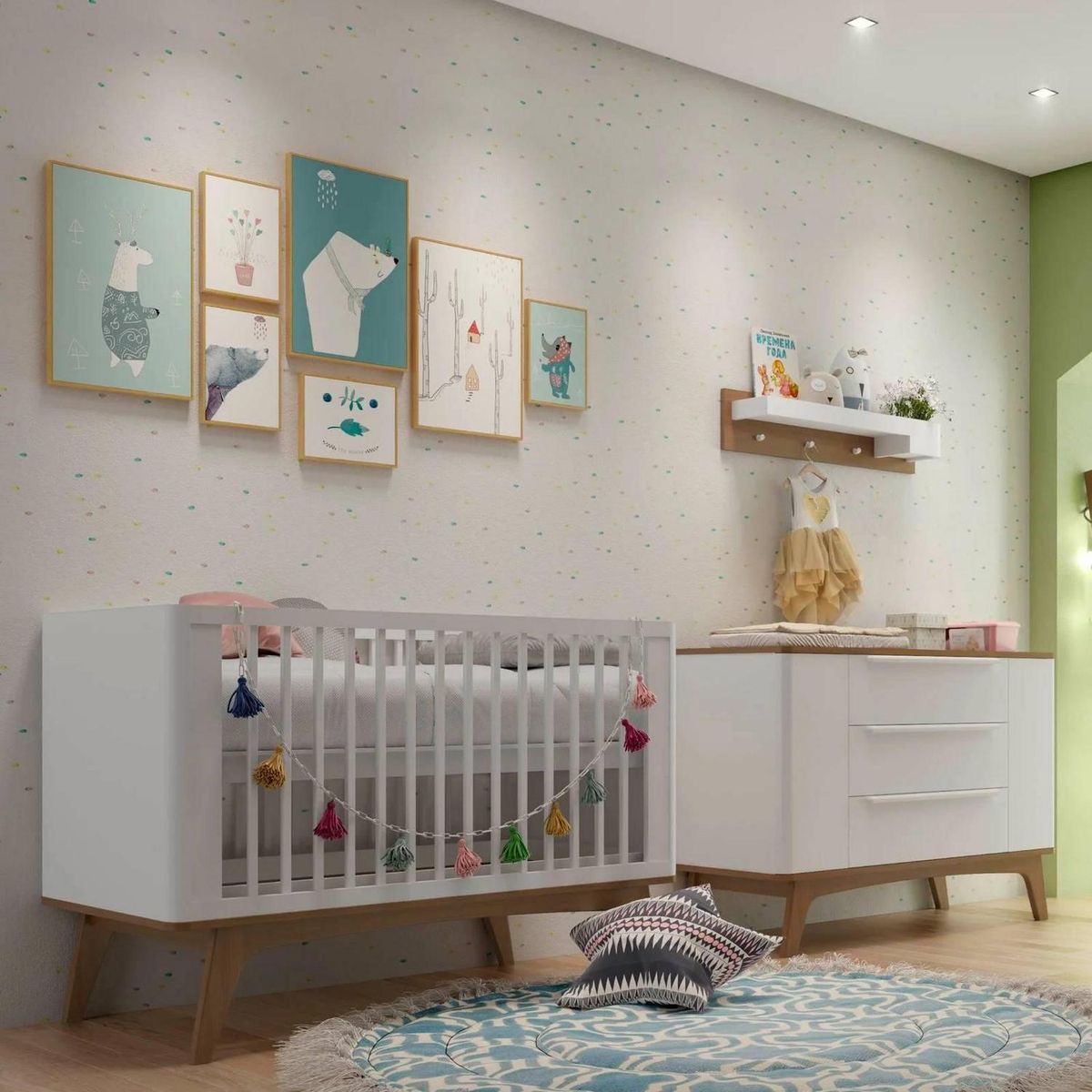 KIDSCOOL - Cuna 3 en 1 76x98,4x135 cm blanca