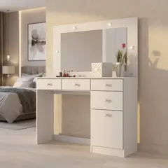 HOME MOBILI - Tocador 1 Puerta 4 Cajón(es) Broadway 110x145x41 cm Blanco