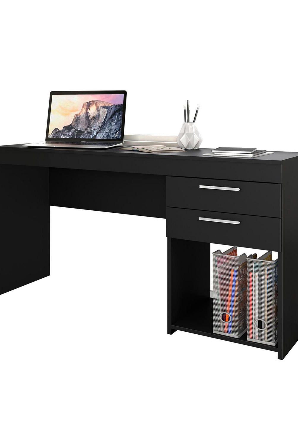 HOME MOBILI - Escritorio 2 Cajones Negro MDP 76x121x43 cm