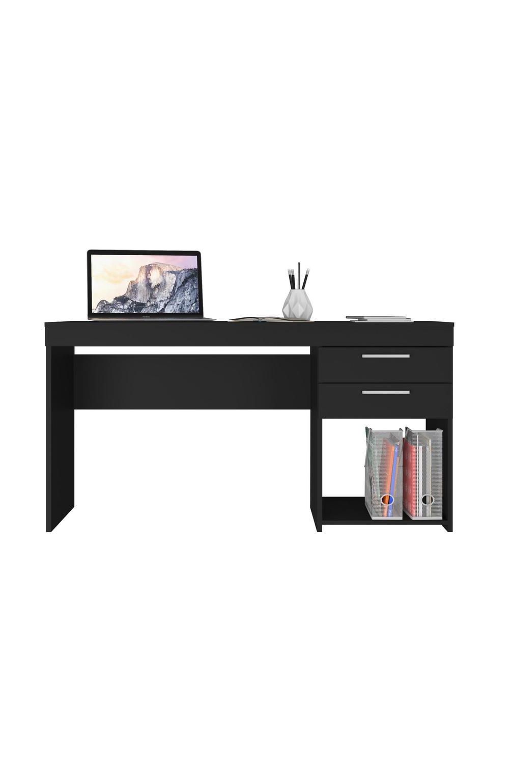 HOME MOBILI - Escritorio 2 Cajones Negro MDP 76x121x43 cm