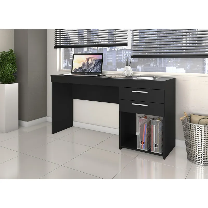 HOME MOBILI - Escritorio 2 Cajones Negro MDP 76x121x43 cm