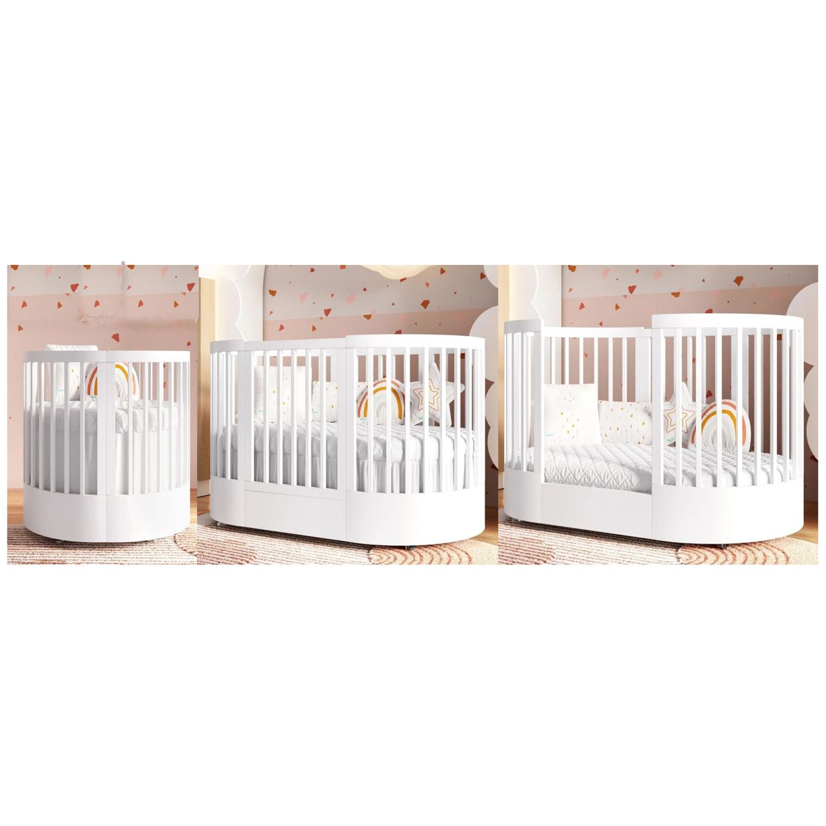 KIDSCOOL - Cuna progresiva 75,4x81,4x153 cm blanco