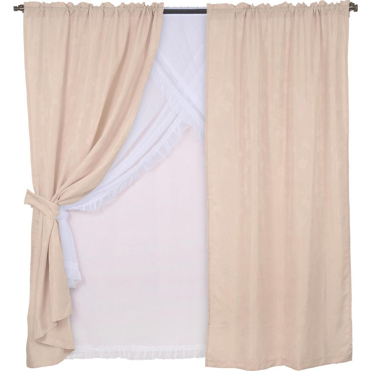 MASHINI - Set cortina de tela Kate 11 piezas 140x220 cm beige